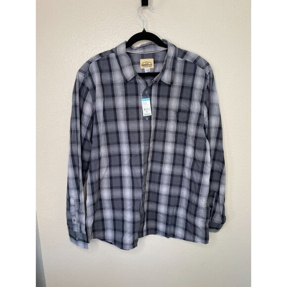 NWT Roebuck & Co Mens Gray shirt XXL long sleeve collared‎ cotton button up - Picture 1 of 7